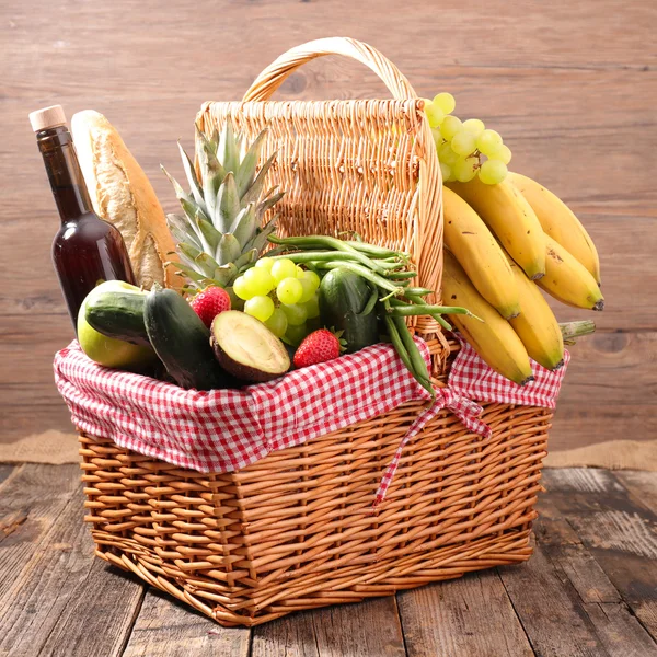 Basket with assorted food — Stock Photo, Image