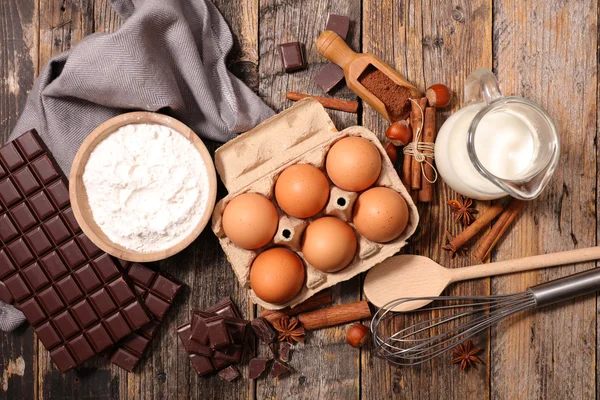 Ingredientes para bolo de chocolate — Fotografia de Stock