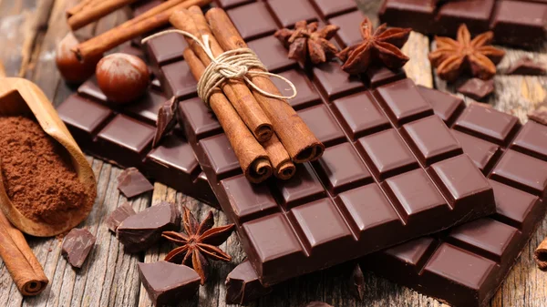 巧克力棒和香料 — 图库照片