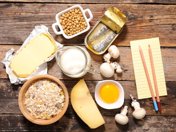 Alimentos variados de vitamina D — Fotografia de Stock