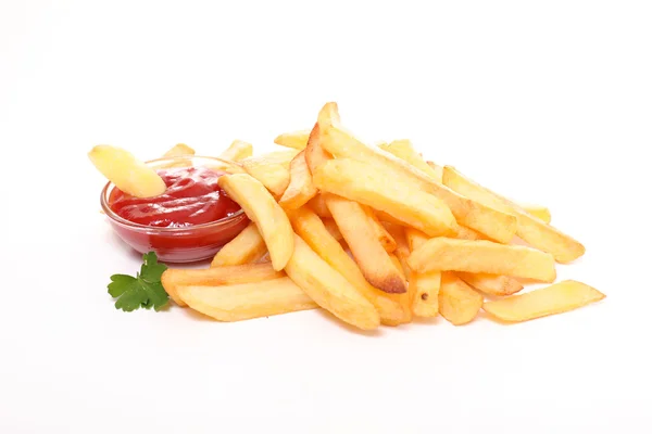 Frites met tomatensaus — Stockfoto