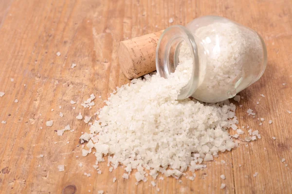 Coarse salt in jar — Stock Photo, Image