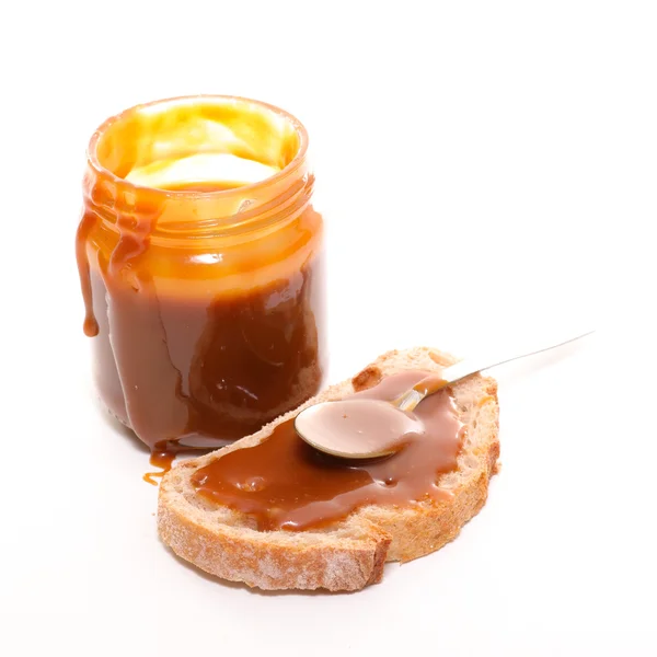 Caramel dessert with bread Royalty Free Stock Images