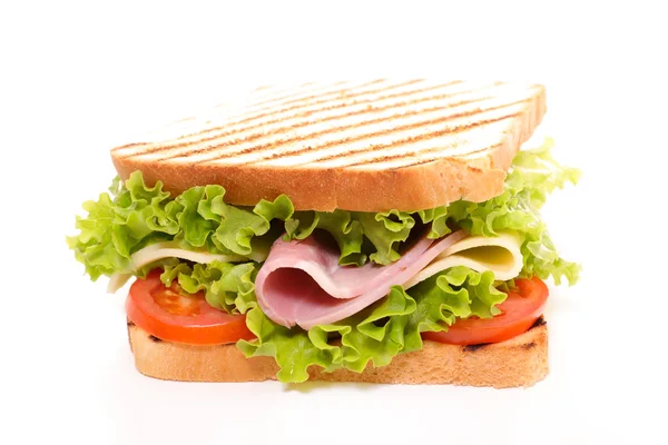 Sandwich with ham and tomatoes — Stock Photo, Image
