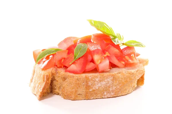 Bruschetta mit Tomaten und Basilikum — Stockfoto