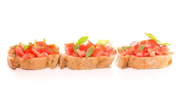 Domates ve fesleğenli bruschetta. — Stok fotoğraf