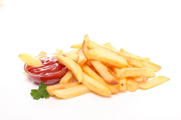 Pommes frites och ketchup — Stockfoto