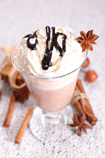 Hot chocolate with cream — Stock Photo, Image