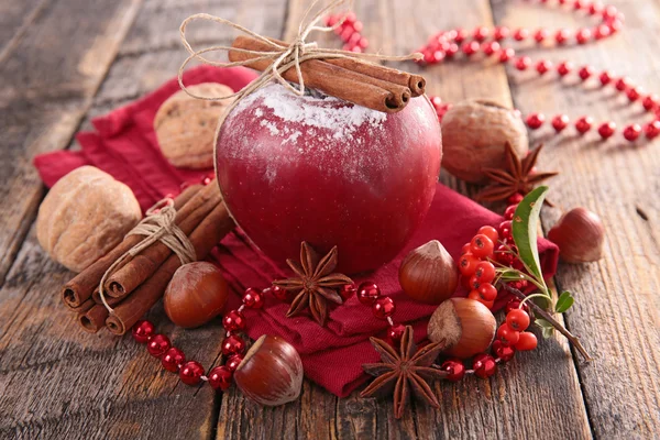 Red apple and spices — Stock Photo, Image