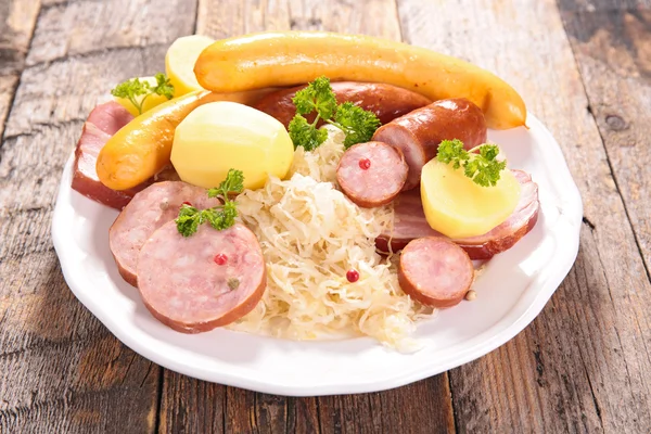 Sauerkraut, cabbage and meat — Stock Photo, Image