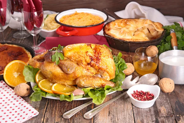 Baked chicken for christmas dinner — Stock Photo, Image