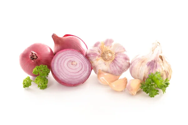 Fokhagymát, hagymát és a petrezselyem — Stock Fotó