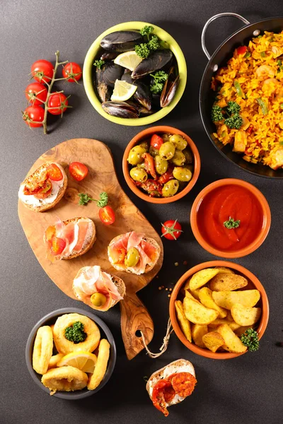 Assorted Spanish Tapas Top View — Stock Photo, Image