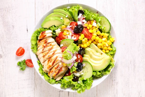 Filet Poulet Grillé Avec Salade Légumes Bol Bouddha — Photo