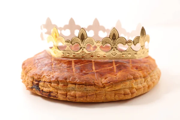 Gâteau Épiphanie Couronne Sur Fond Blanc — Photo