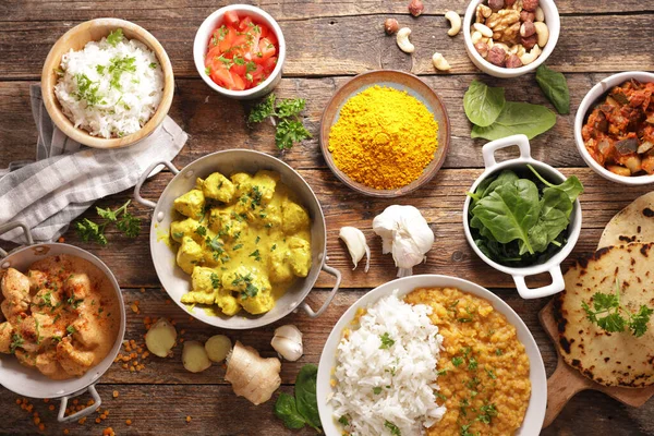 Indische Voedselverzameling Tafel — Stockfoto