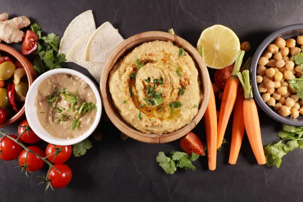 Pain Houmous Légumes Pita — Photo