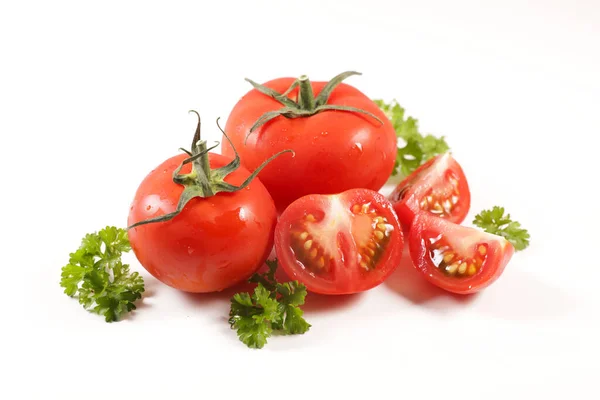 Vielzahl Von Tomaten Auf Weißem Hintergrund — Stockfoto