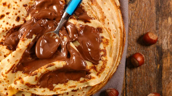 crepe with chocolate spread- top view