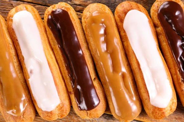 Chocolat Vanille Café Éclair Pâtisserie Traditionnelle Française — Photo