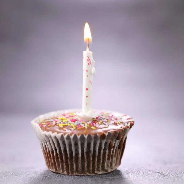 Chocolate Cake Single Candle Royalty Free Stock Photos