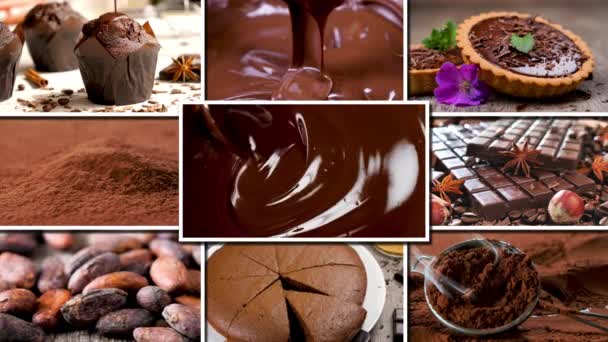 Cioccolato Alimentare Composizione Del Dessert — Video Stock