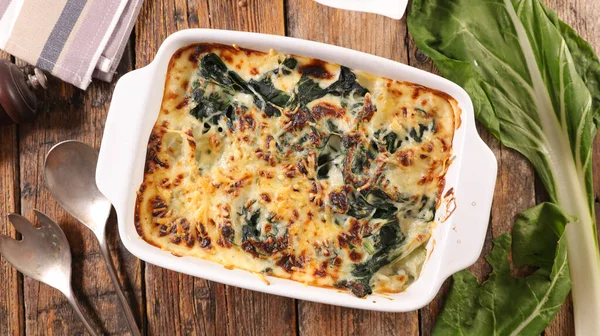 Baked Chard Cream Cheese Gratin — Stock Photo, Image