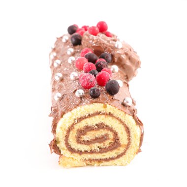 Beyaz arkaplanda izole edilmiş noel günlüğü