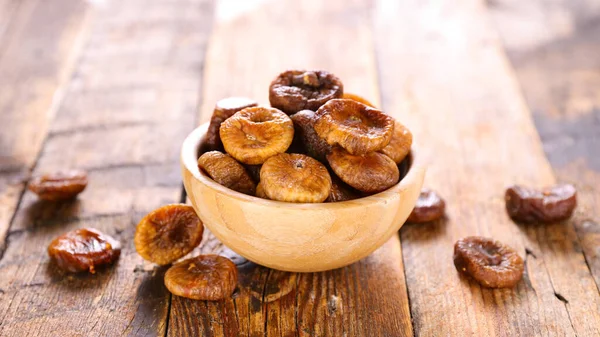 Bowl Dried Fig Wood Background — Stock Photo, Image