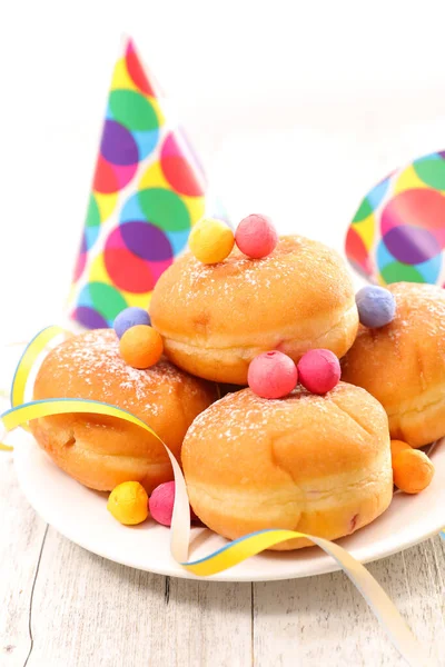 Donut Mit Festlicher Faschingsfeier — Stockfoto