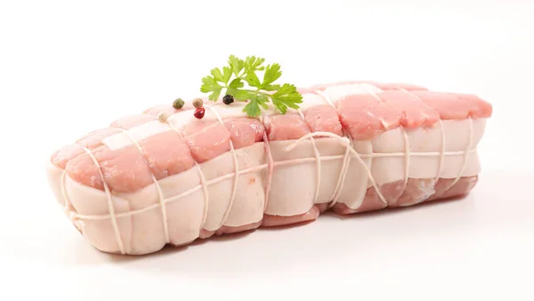 Rauw Geroosterd Kalfsvlees Geïsoleerd Witte Achtergrond — Stockfoto