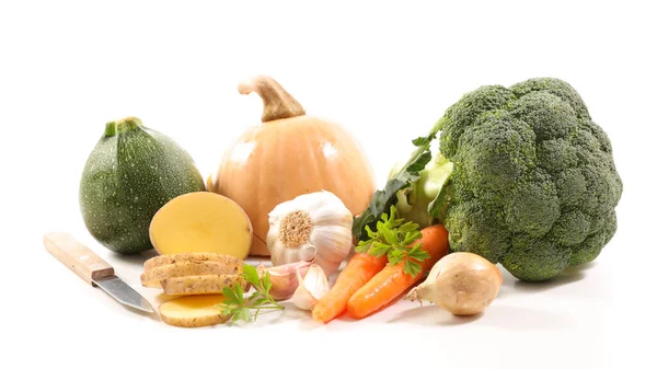 Raw Vegetables Isolated White Background — Stock Photo, Image