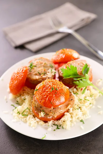 Baked Tomato Meat Rice — Stock Photo, Image