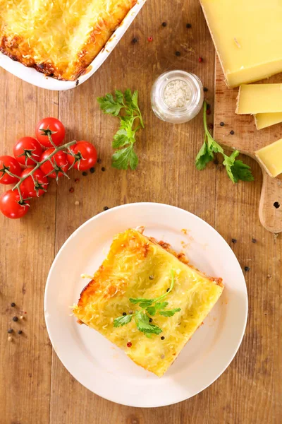 Lasagne Carne Vită Tocată Brânză — Fotografie, imagine de stoc