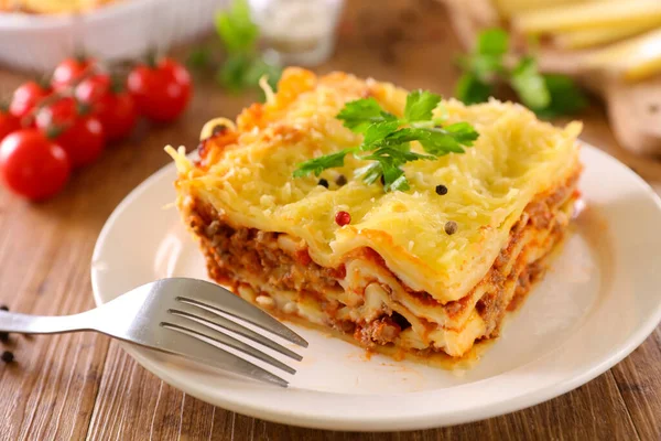 Lasanha Com Carne Picada Queijo — Fotografia de Stock