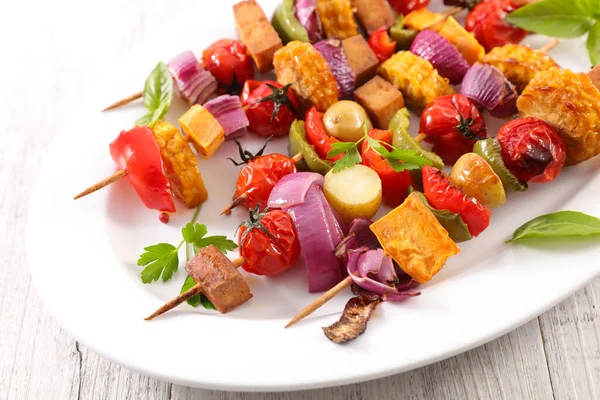 Grilled Vegetarian Skewer Barbecue — Stock Photo, Image