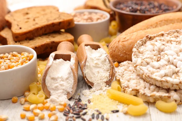 Sem Glúten Alimentos Farinha Pão Macarrão — Fotografia de Stock