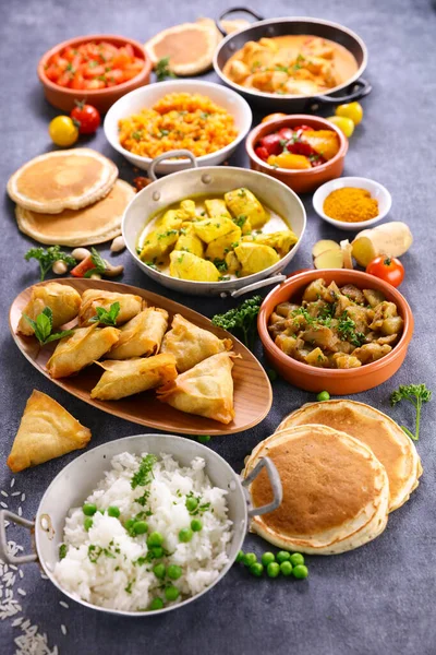 Assorted Indian Food Top View — Stock Photo, Image