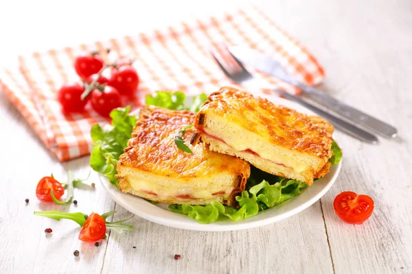 Pain Croque Monsieur Grillé Fromage Jambon — Photo