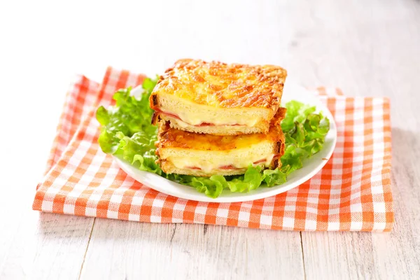 Croque Monsieur Pâine Prăjită Brânză Șuncă — Fotografie, imagine de stoc