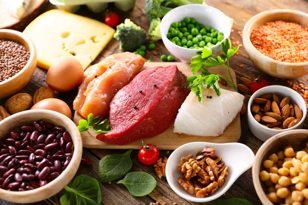 Selezione Alimenti Salutari Dieta Equilibrata Cibo — Foto Stock