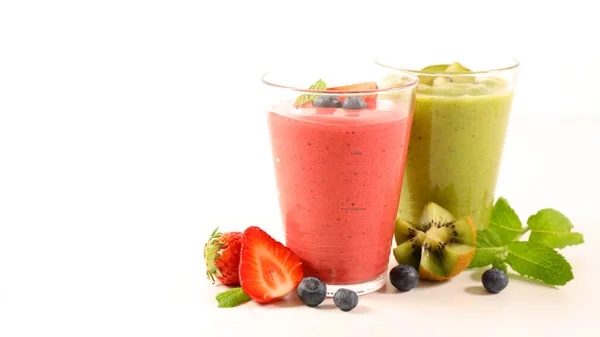 Frukt Juice Smoothie Isolerad Vit Bakgrund — Stockfoto