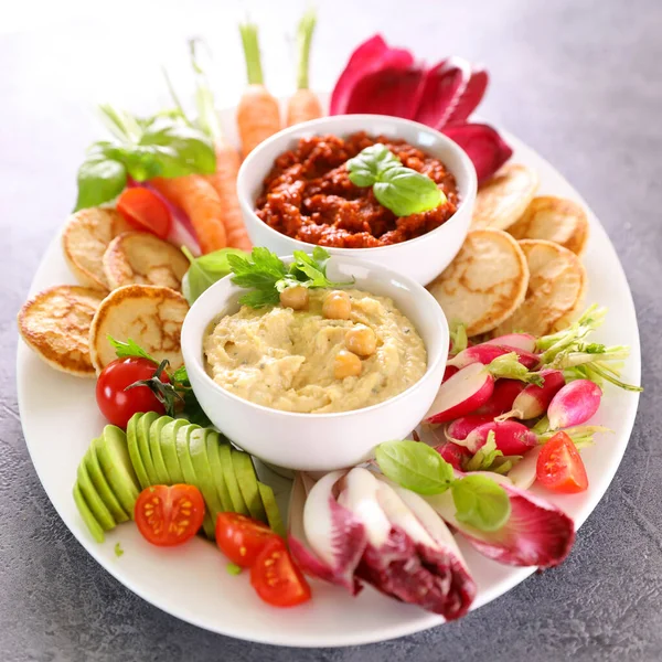 Verdure Dips Hummus Verdure — Foto Stock