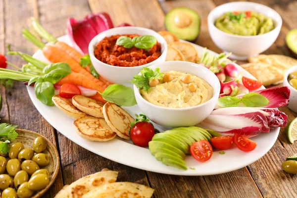 Verdure Dips Hummus Verdure — Foto Stock