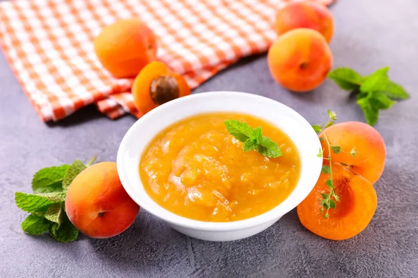 Apricot Compote Mint Top View — Stock Photo, Image