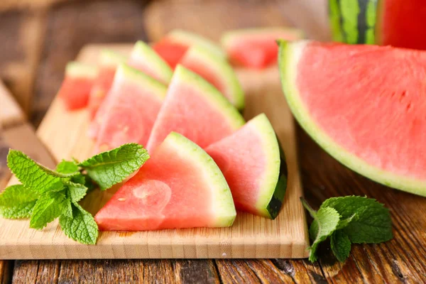 Fresh Watermelon Wood Background — Stock Photo, Image