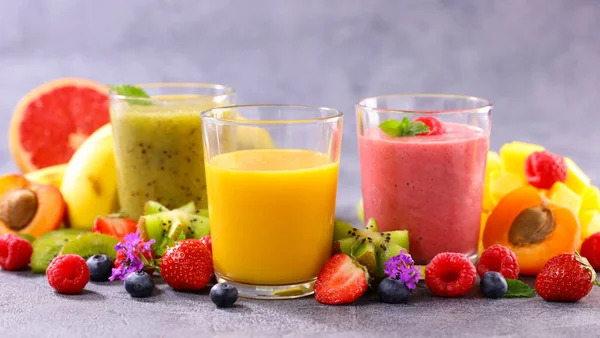 Fruktjuice Färsk Smoothie Glas — Stockfoto