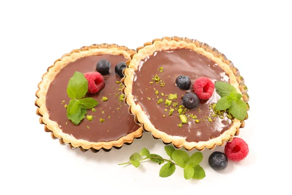 Chocolate Tart Blueberries Fruits — Stock Photo, Image