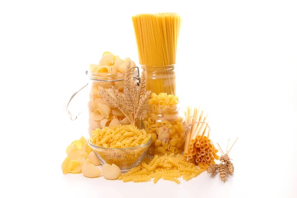 Sortiment Pasta Isolerad Vit Bakgrund — Stockfoto