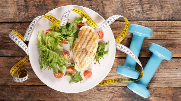 Grilled Chicken Dumbbell Meter — Stock Photo, Image
